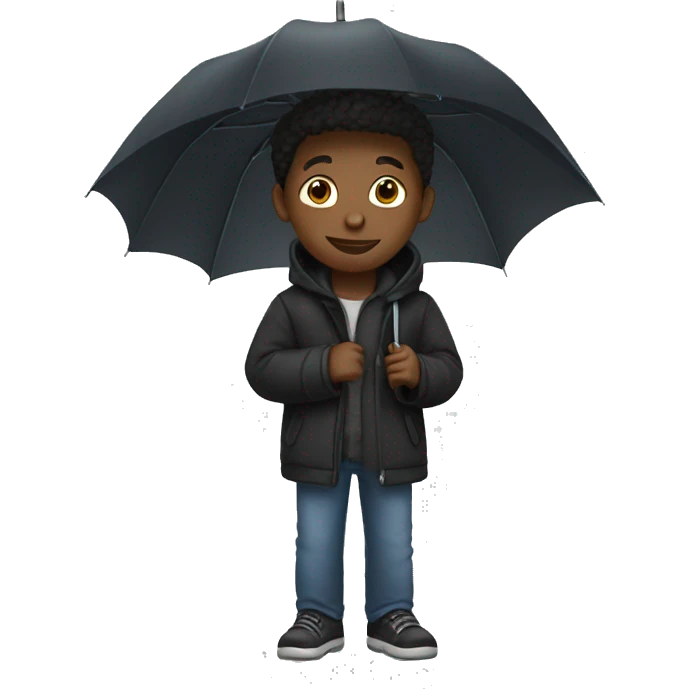 black kid with umbrella emoji