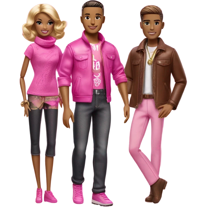 Pink Brown Barbie and pink brown Ken  emoji
