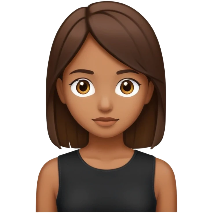 Brown straight-haired girl wearing black top emoji