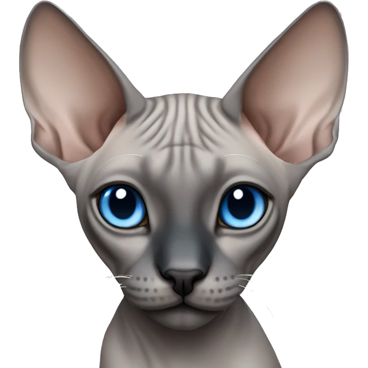 grey sphynx cat with blue eyes and black nose emoji