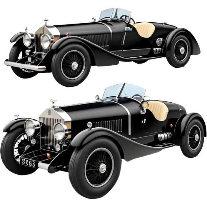  Darth Vader Fenderless extended-wheelbase 1936 luxury racing Rolls Royce lowered powerful 4 cylinder engined racing car featuring advanced rugged 4 wheel independent suspension, power steering, disc brakes, small leather covered steering wheel, side mounted cowl exhaust  emoji