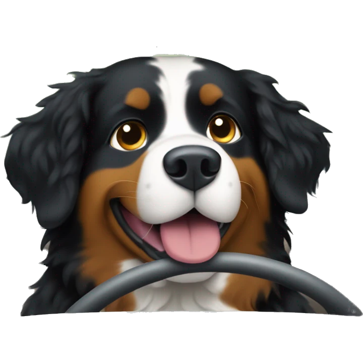 bernese mountain dog driving a car emoji