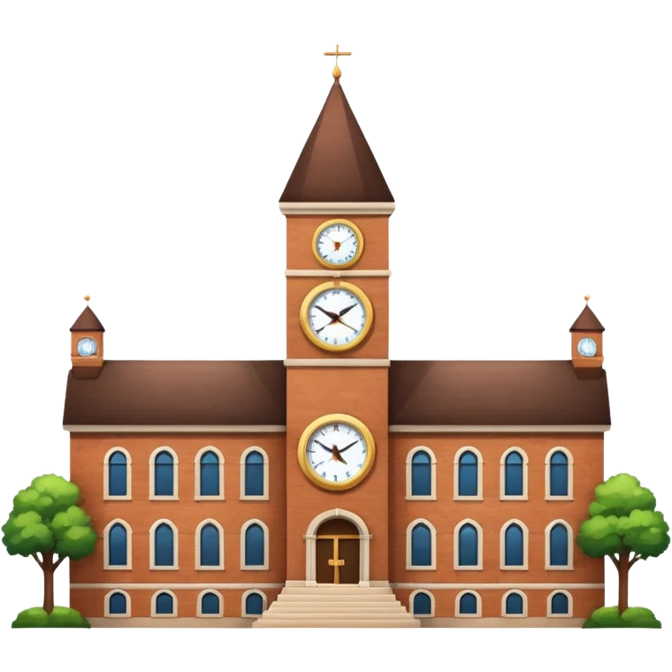 Campus building with clock tower emoji