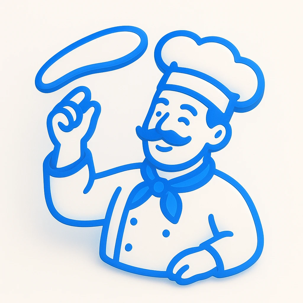 smiling Italian chef spinning pizza dough emoji