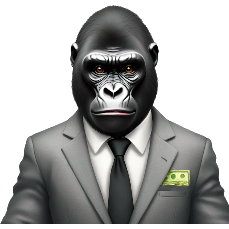 a gorilla wearing a suit and holding money emoji