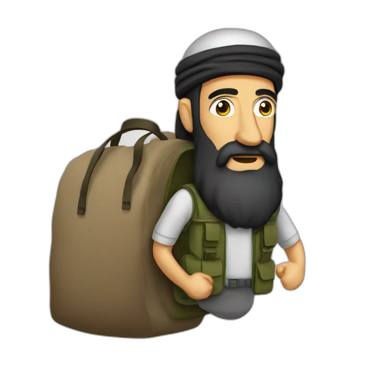 Ben Laden avec un sac à dos emoji