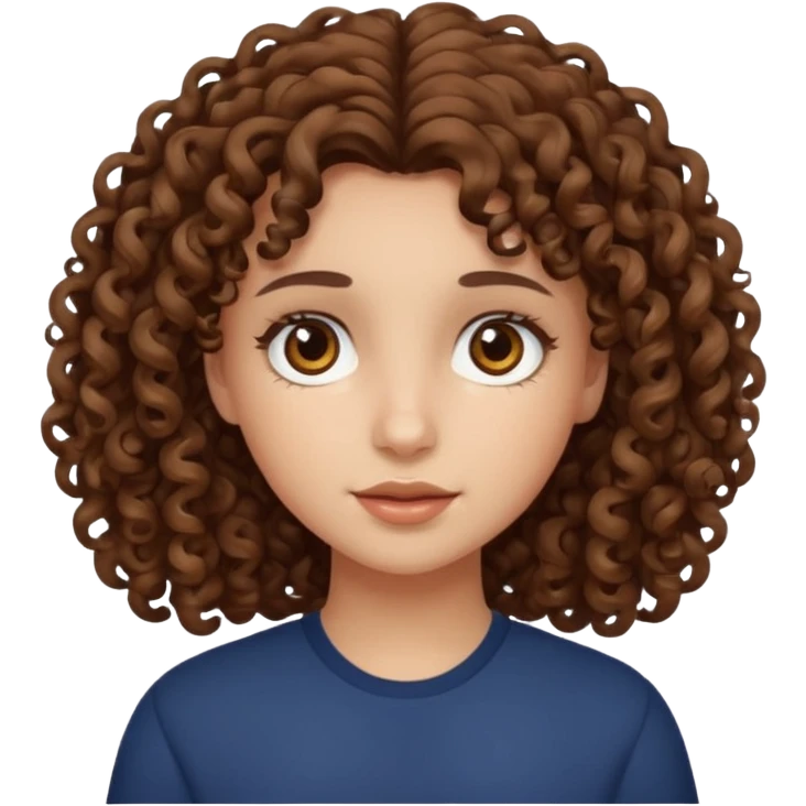Uma menina de cabelos cacheados com olhos marrons e cabelos castanhos  emoji