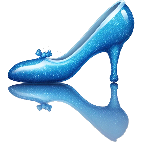 Blue glittery glass Cinderella slipper emoji