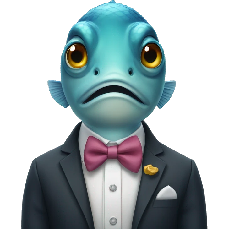 Fish wearing a bow tie emoji