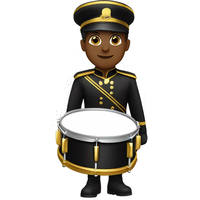 A marching band drummer in a black and gold uniform  emoji