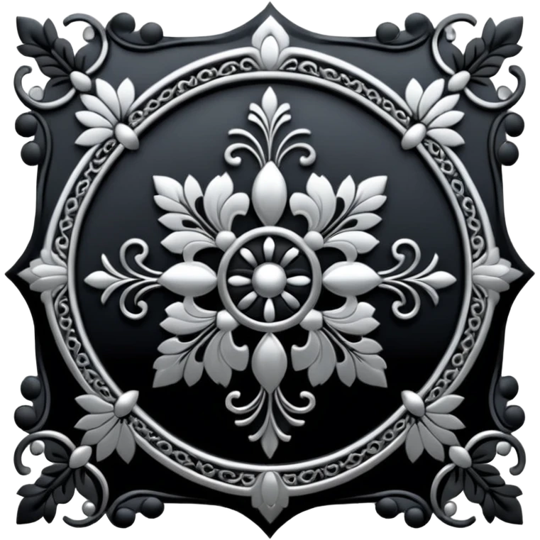 Black and silver filigree design, 3D, extremely detailed design emoji