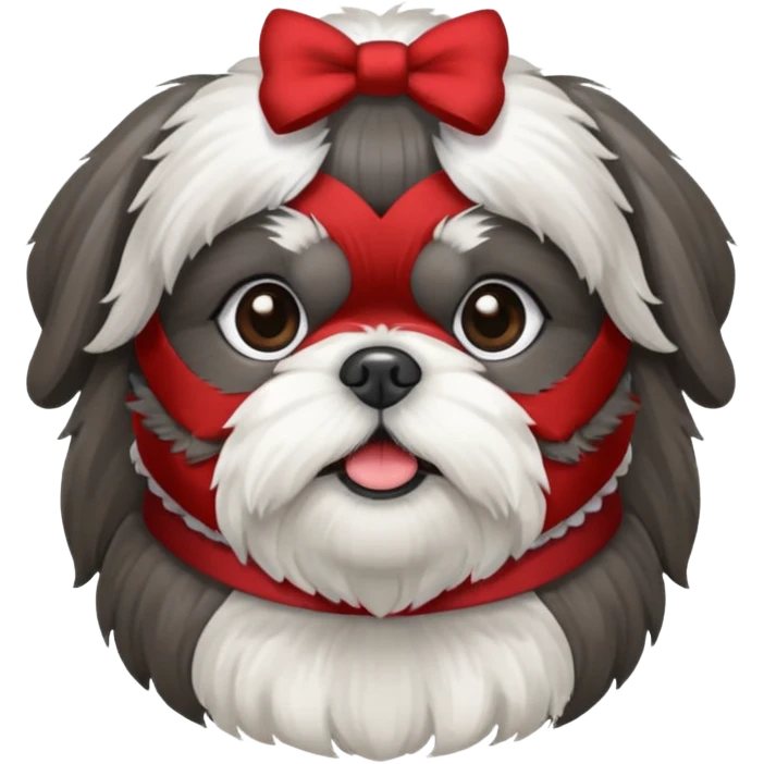 Small all OVER dark grey shih tzu CHRISTMAS emoji