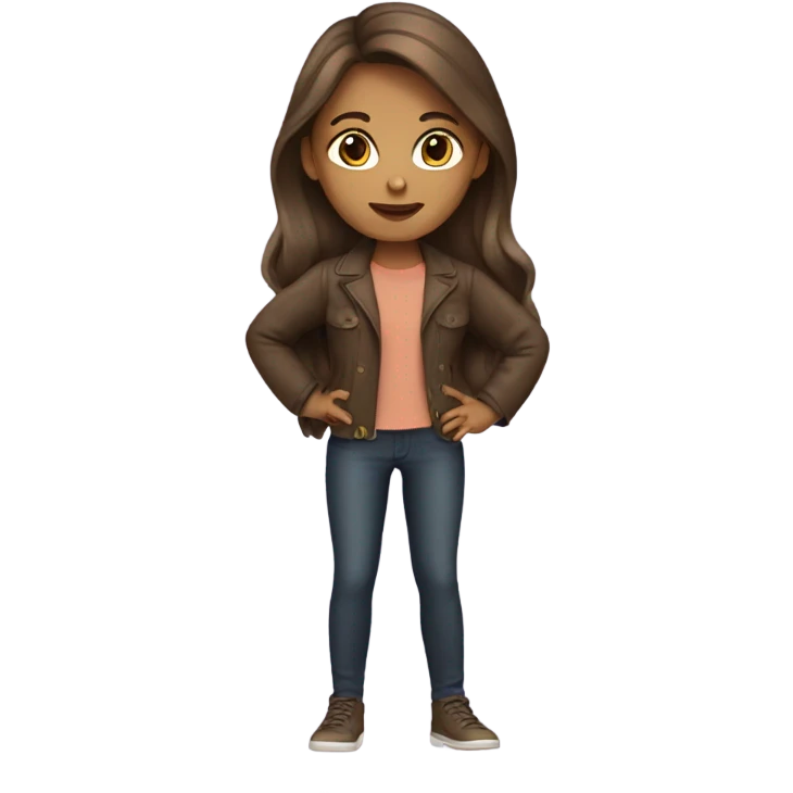 a girl with long brown hair wearing exclusive outfits  emoji