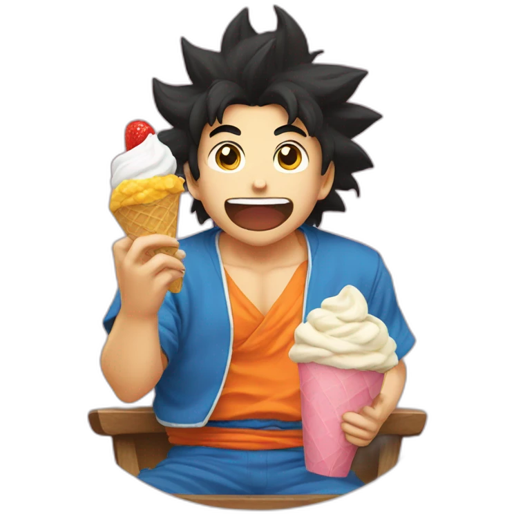 sangoku eating an icecream emoji
