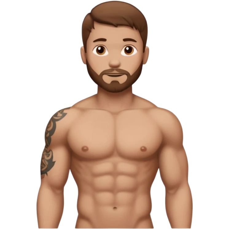 brown haired tattooed guy naked showing his big dick emoji