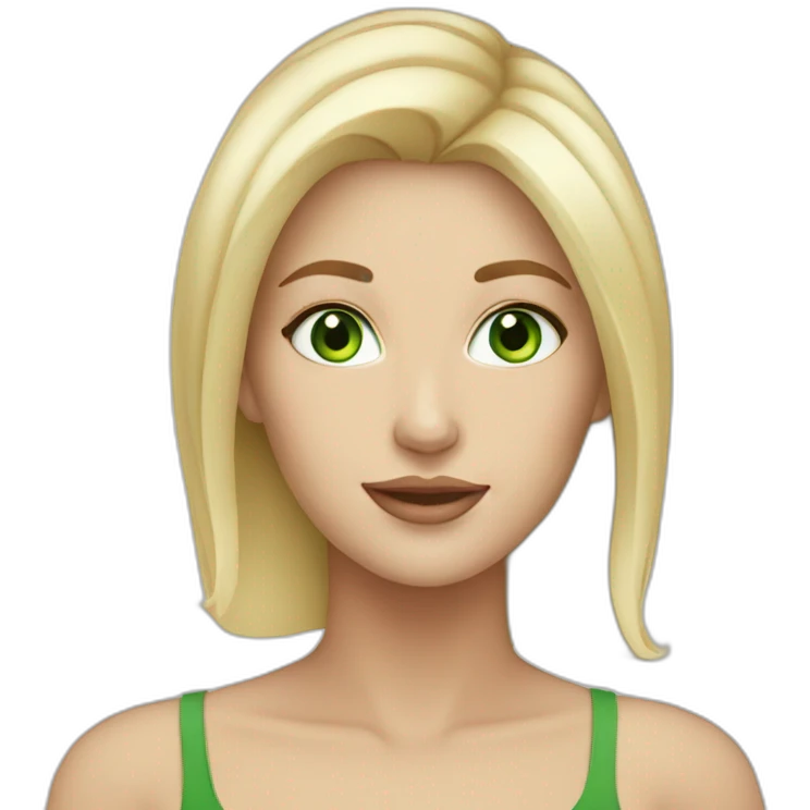 white woman, blonde hair, green eyes, beautiful emoji