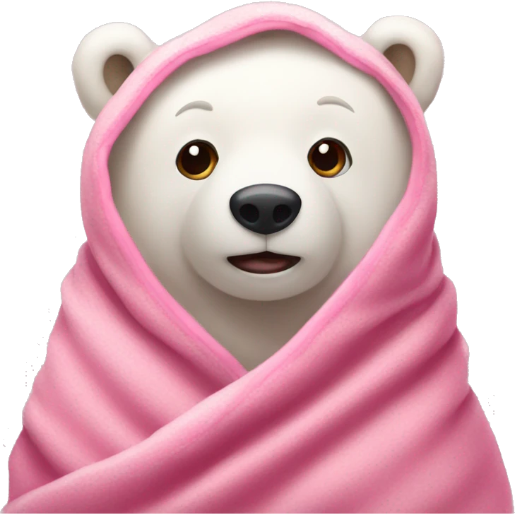 A white bear covered in a pink blanket for christmas  emoji