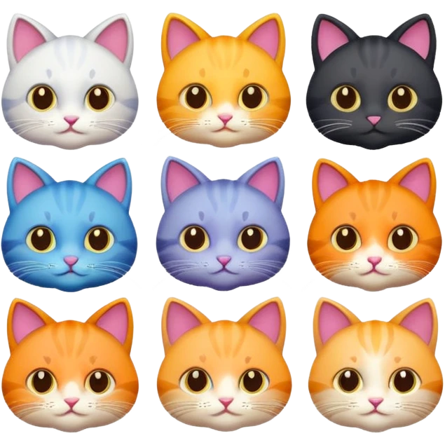 6 different colour cats emoji