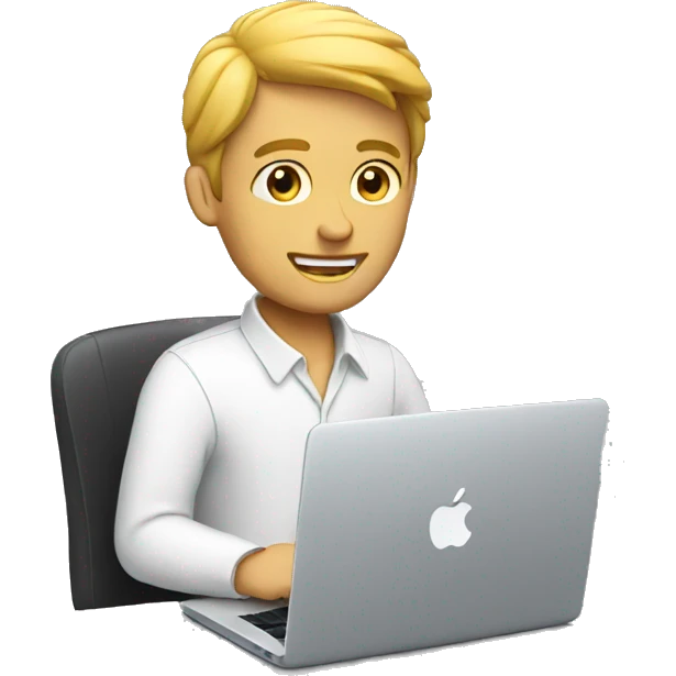 white man working macbook emoji