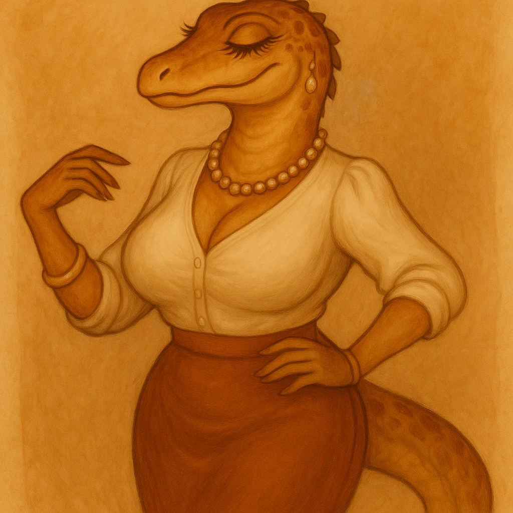 Increase the size of her chest while keeping all other features the same. Maintain a mature, alluring, and graceful look. emoji