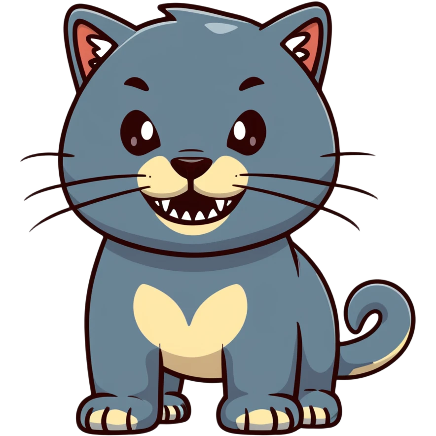 saber-toothed cat with enormous tusks four times longer than its head, extremely exaggerated canine teeth that extend far past its body emoji