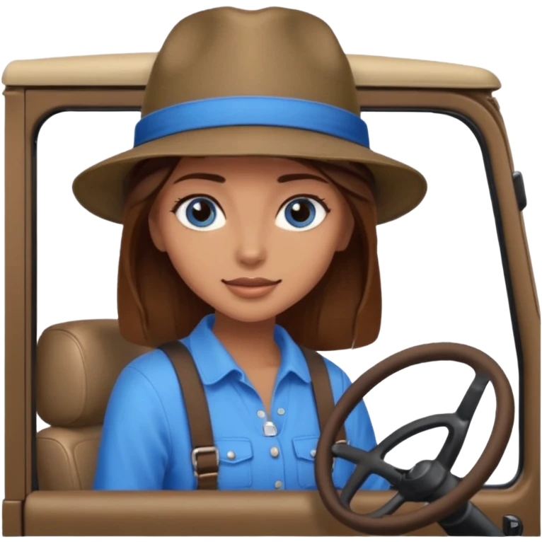 girl in a jeep, blue eyes and brown hair emoji