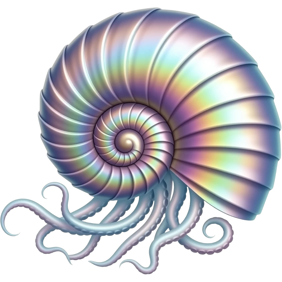 iridescent ammonite shell with squid tentacles coming out emoji