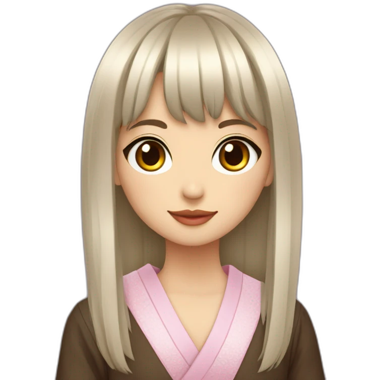 Japonaise jeune brune avec frange long emoji