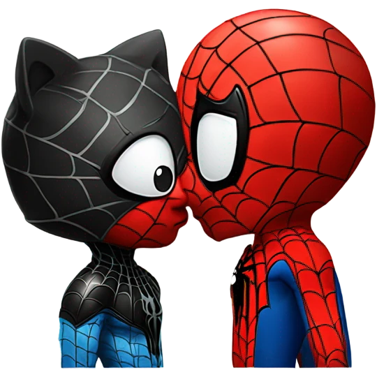 Spiderman and hello kitty kissing  emoji