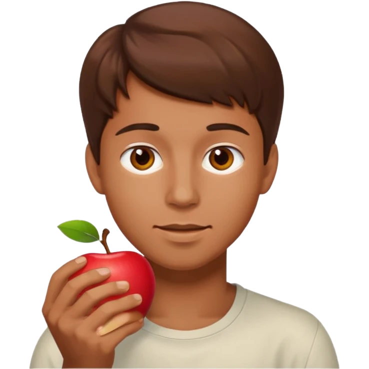 I want you to create an emoji of a SPANISH SERGEANT ,  He should be a young guy with brown hair, brown eyes, his skin color like he’s tan and he’s eating an apple  emoji