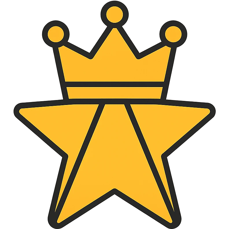gold star with a crown, representing the word 'Elite', color outline icon style emoji