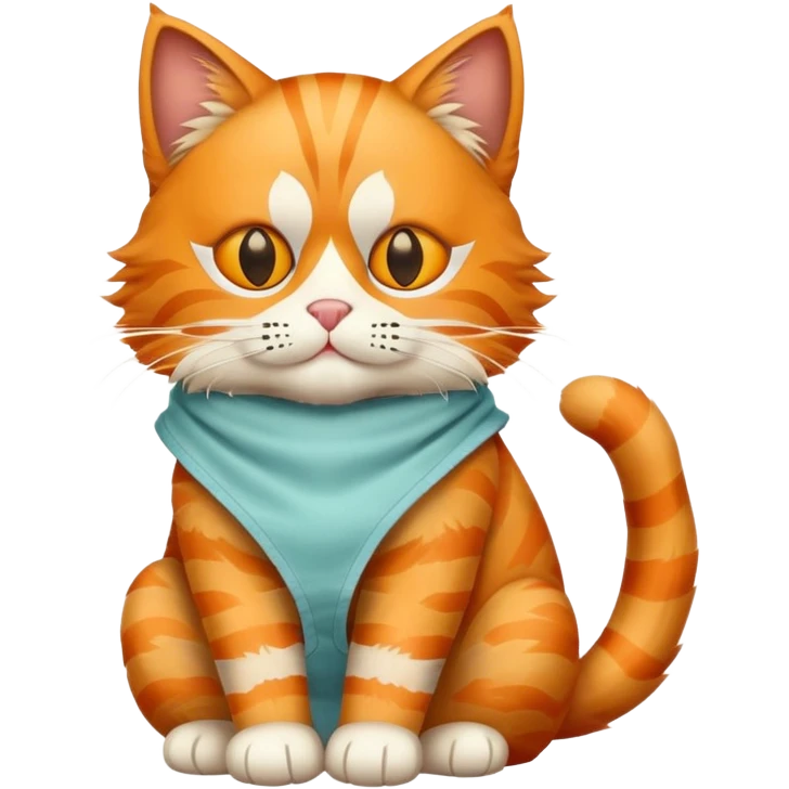 orange cat full body sitting with a mask emoji