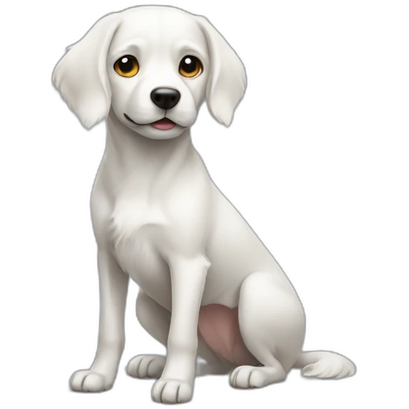 White dog with short legs emoji