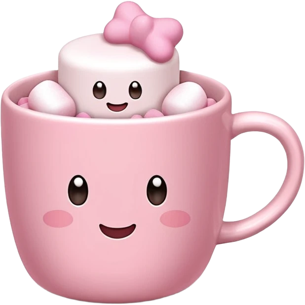 Kakao in pinker Tasse mit pink weißen mini marshmallow. OHNE Gesicht!!!, ästhetisch emoji