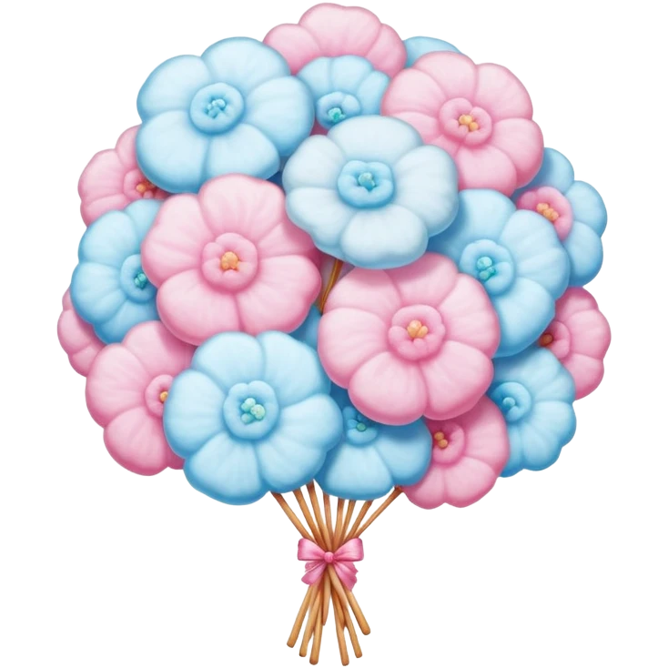 Cotton candy flower bouquet, elaborate Chinese street food art emoji