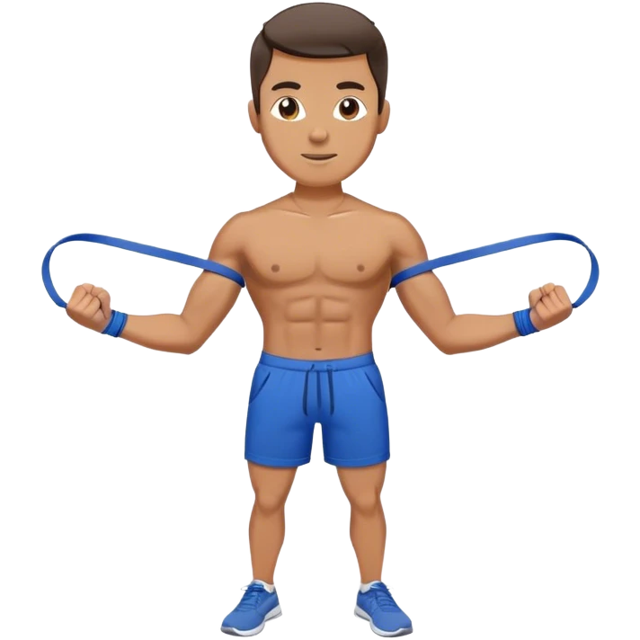 fit man with blue shorts resistance bands exercises emoji