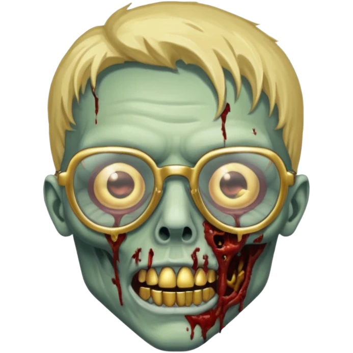 make a zombie with gold teeth and chrome heart glasses emoji