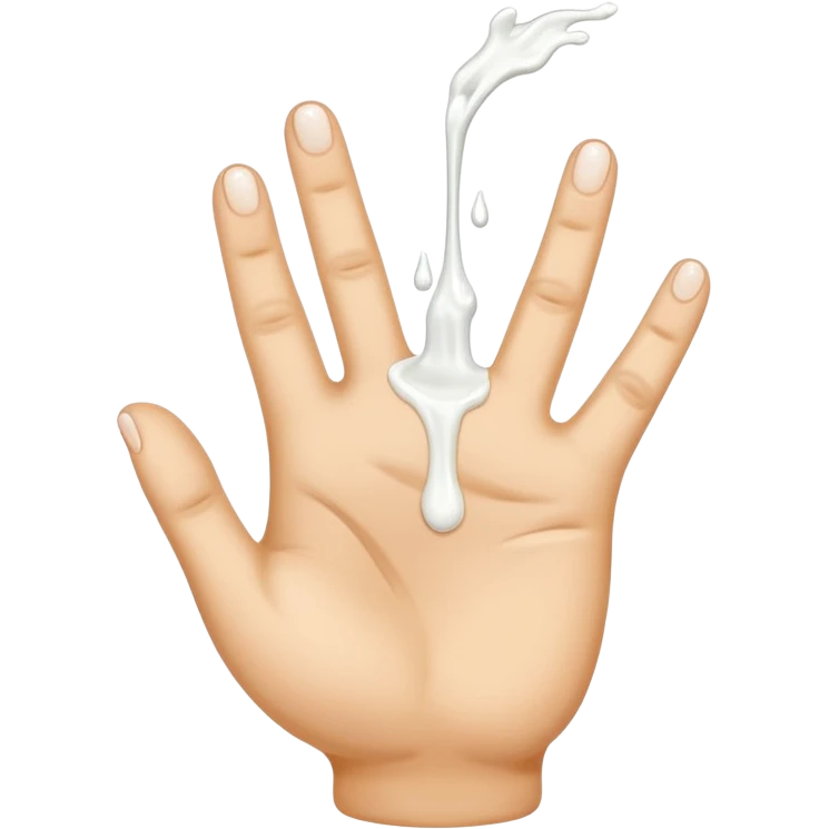 milk dripping directly off palm of hand with 5 fingers emoji