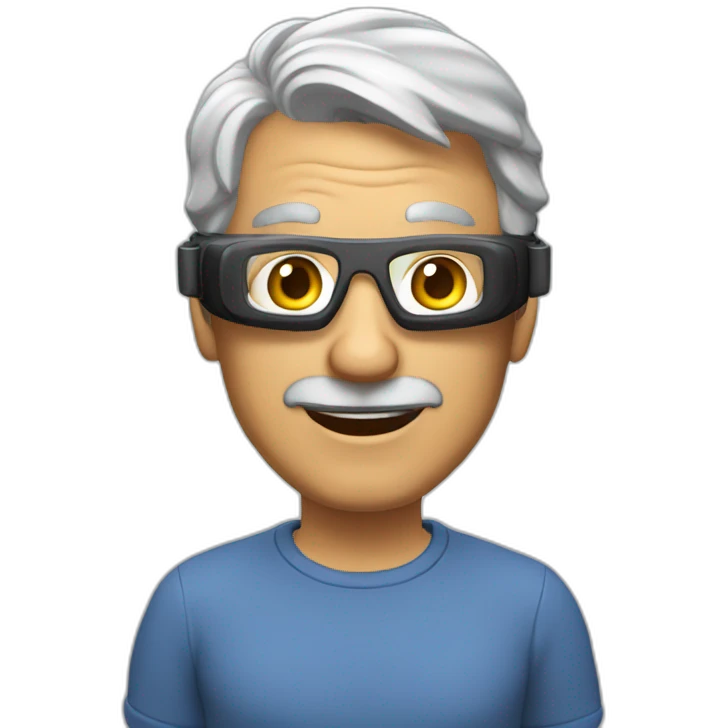 45 years old, gray hair, over weight, Brazilian using virtual reality headset emoji