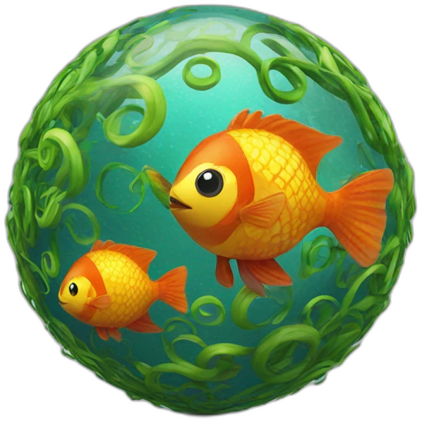 3d sphere with a cartoon hypnotic vine Tropical Fish skin texture emoji