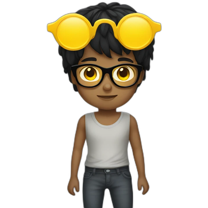 boy with yellow tinted glasses and black hair  emoji