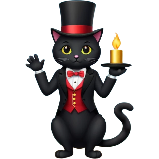 Magician black cat in the mountains emoji