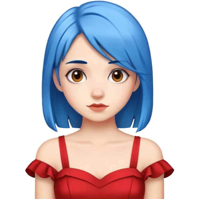 دختر با موی آبی و لباس قرمز  emoji