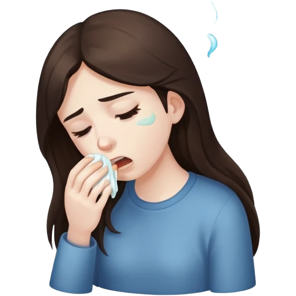 girl with long dark brown hair and pale sick and vomiting emoji