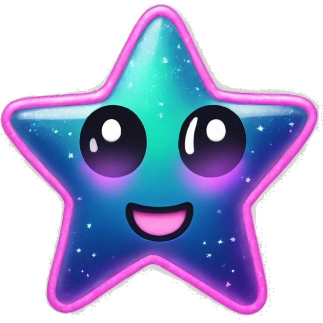 Kawaii neon star glitter doodle jump emoji    emoji