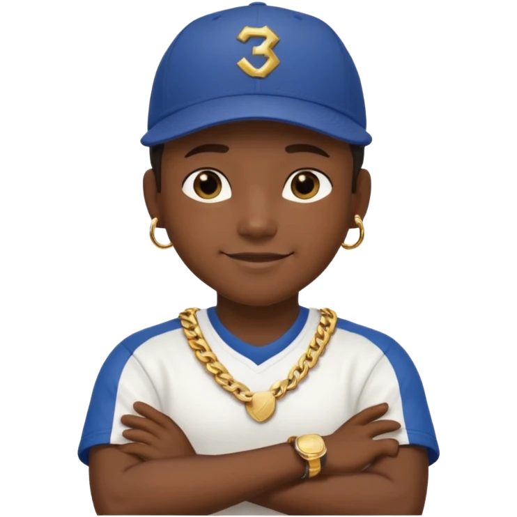 rapper emoji crossing arms in front of chest, confident expression emoji