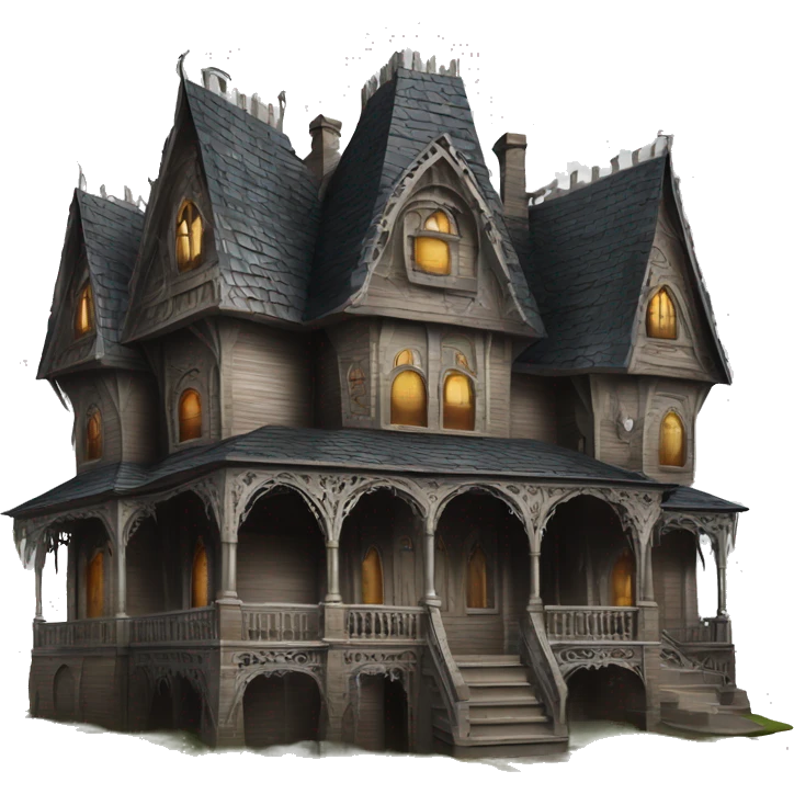 Realistic Huge ornate gothic Cardboard haunted house  emoji