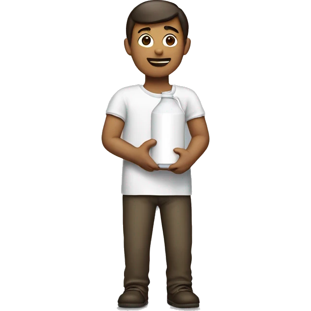 a man from back, holding a milk box emoji