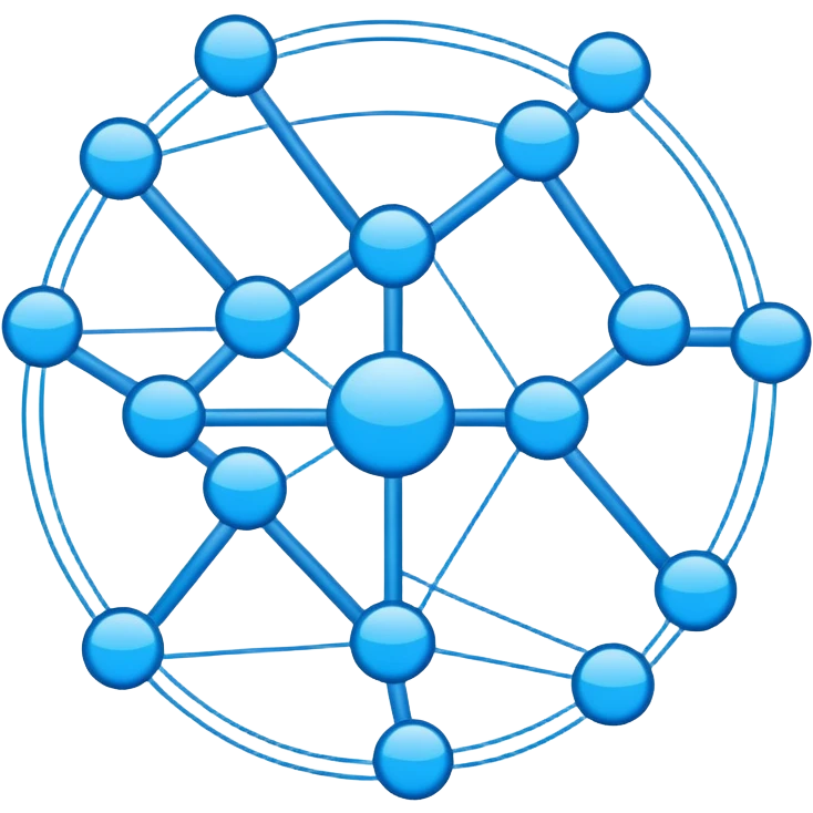 network in a circular form with blue boxes at intersection points emoji