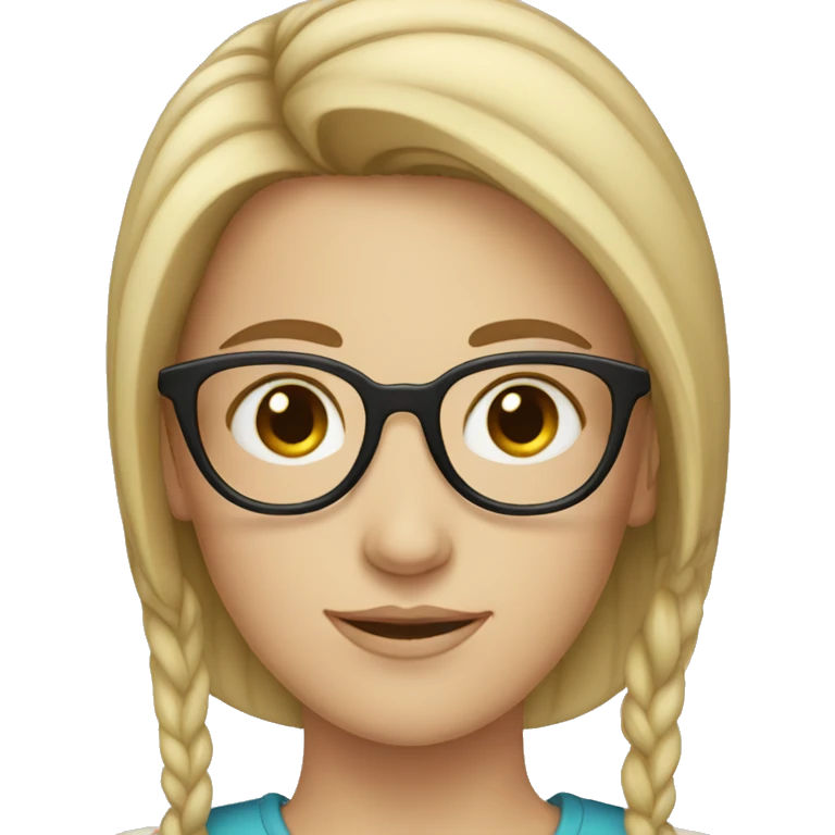A white girl with small hair wearing glasses  emoji